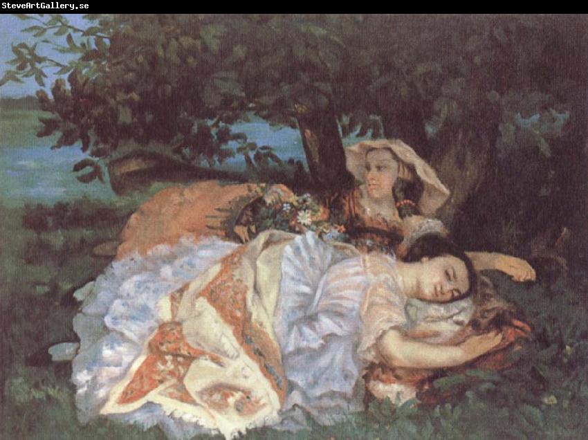 Gustave Courbet Girls on the bank of the Seine